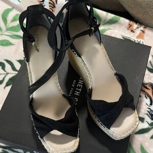 Kenneth Cole Black Espadrille Wedges